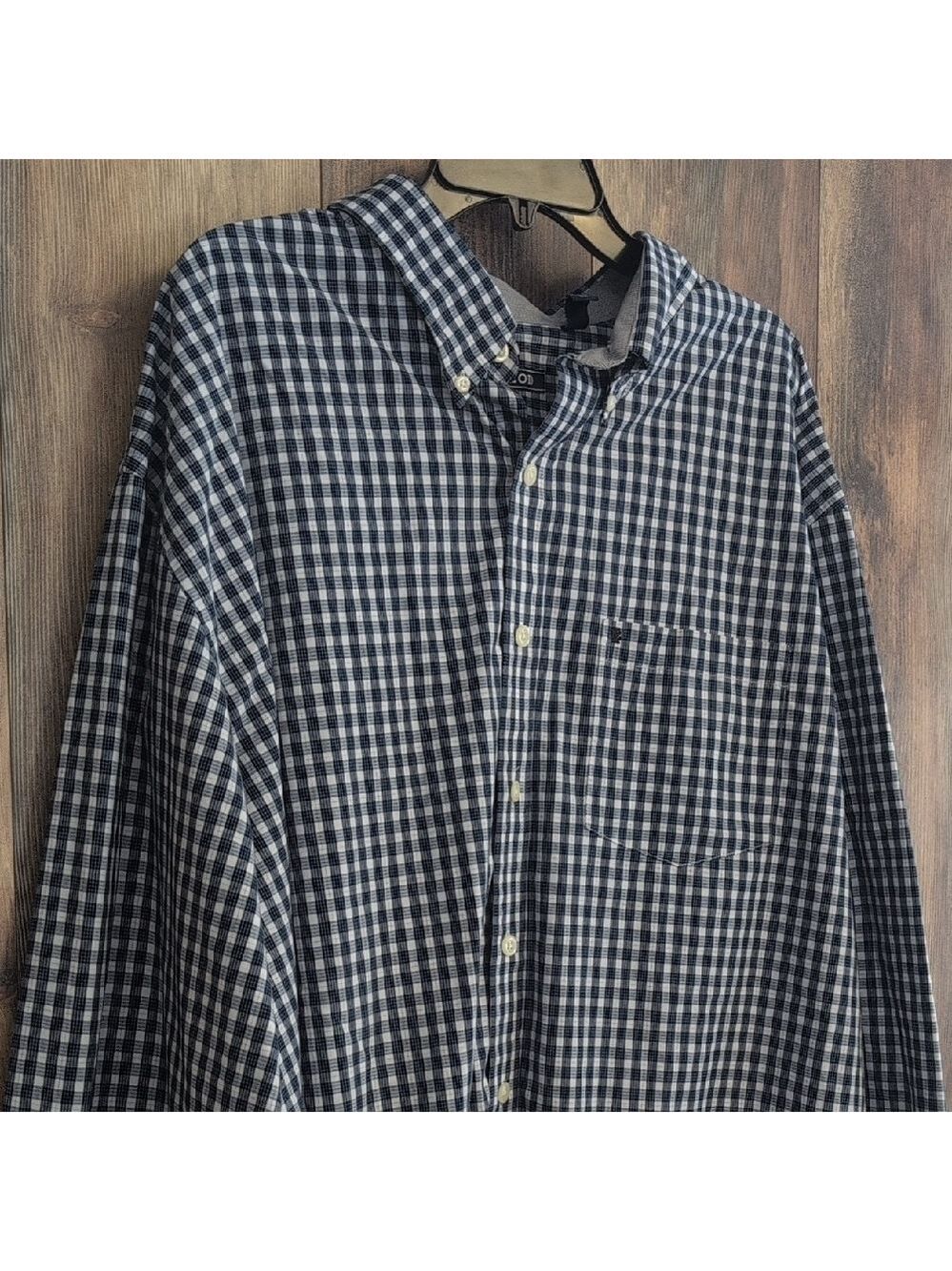 Izod Men's Blue/White Plaid Button-Down Dress Shirt 3XL           -806J